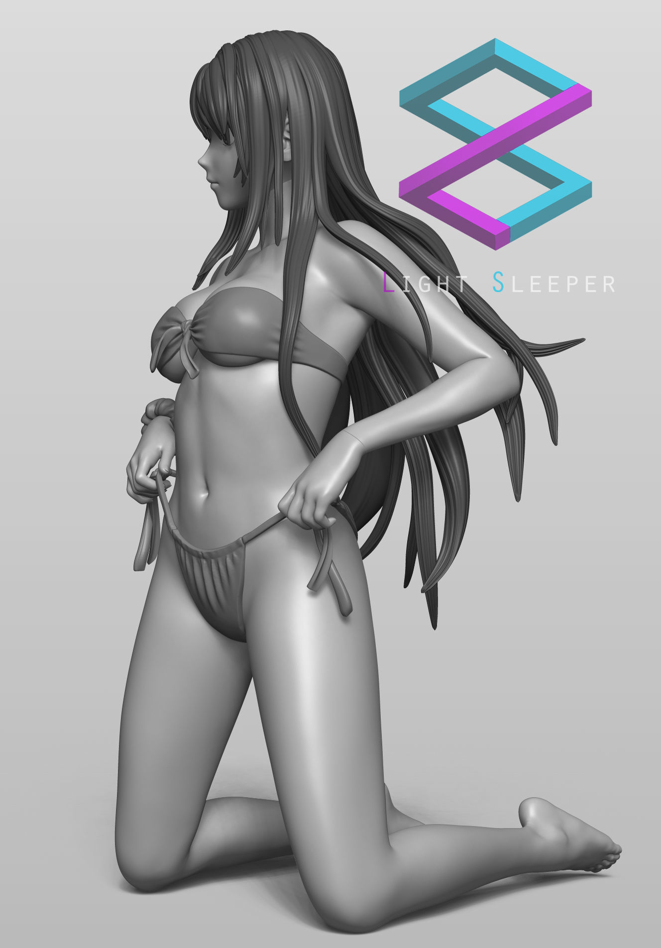 Anime Girl Statue  3D print model_2