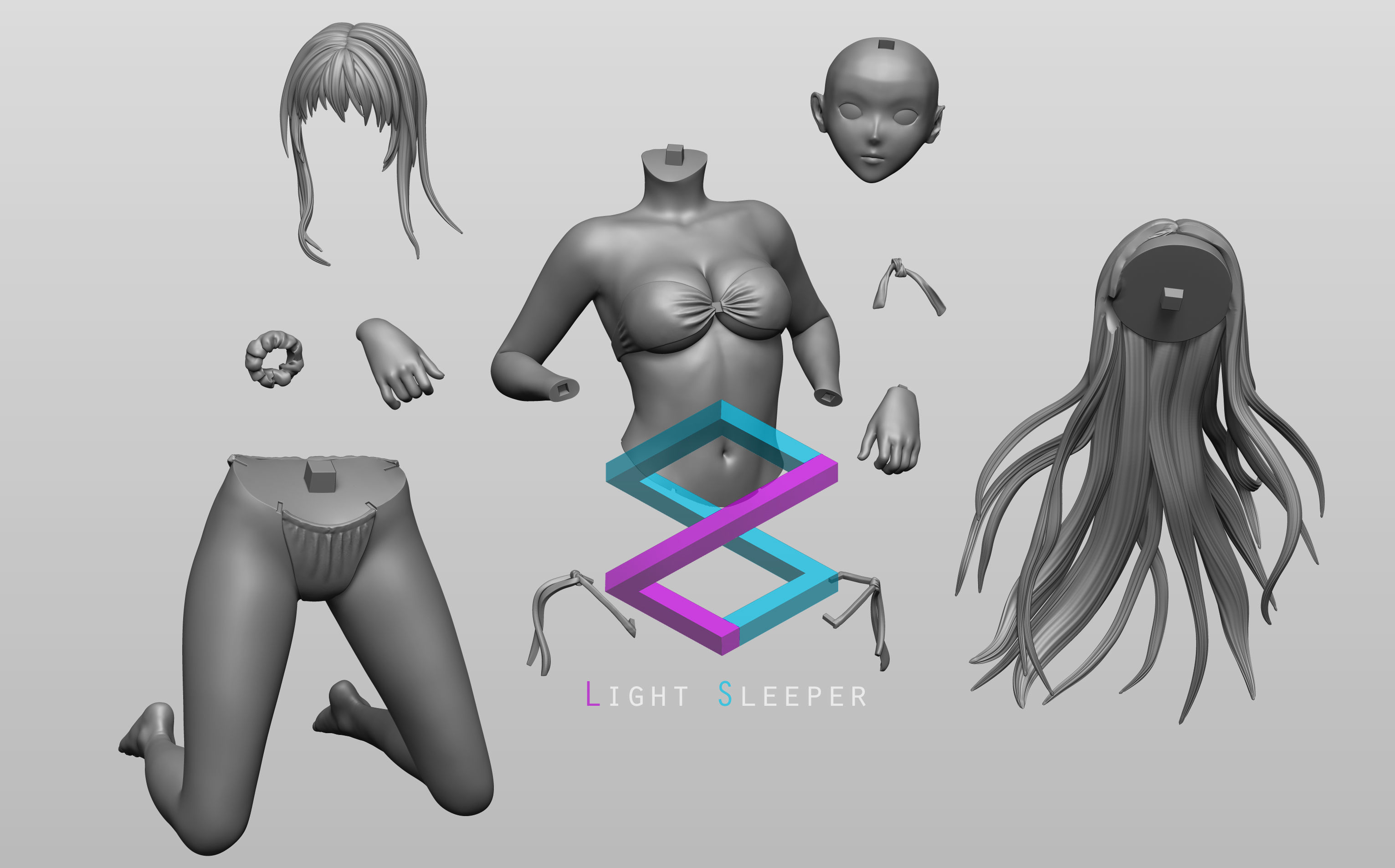 Anime Girl Statue  3D print model_6