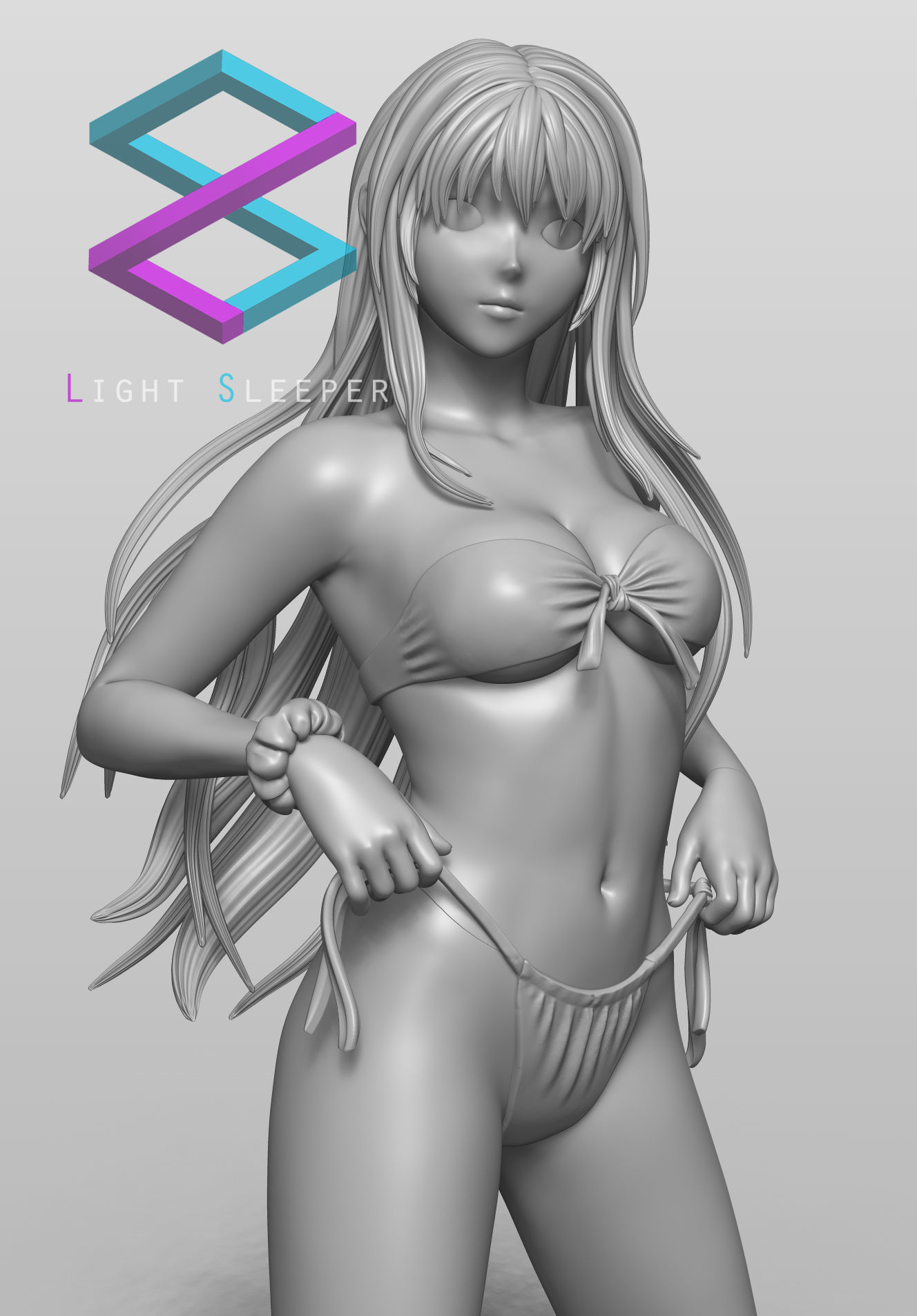 Anime Girl Statue  3D print model_4