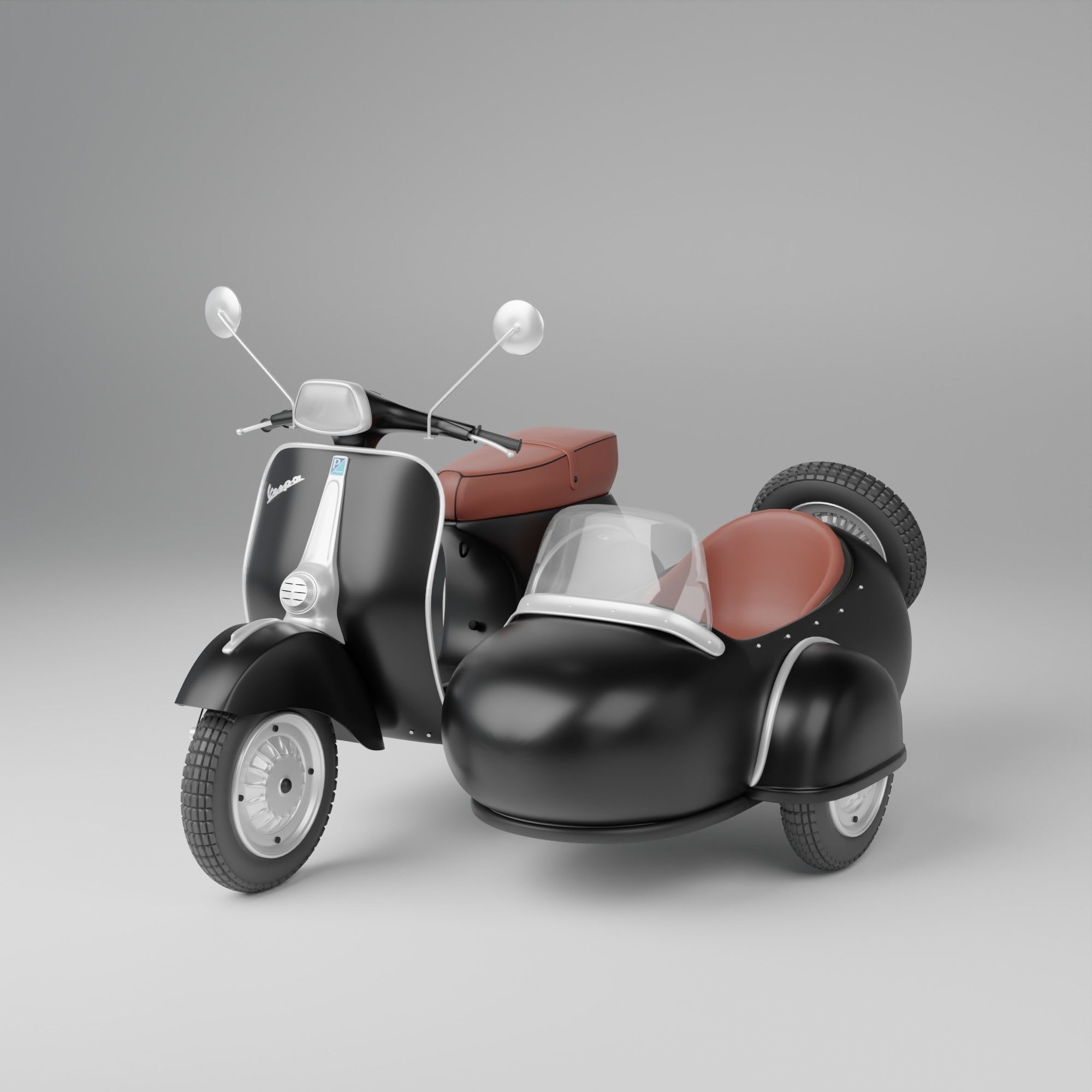 Vespa Sprint With Sidecar Season 2 Low-poly 3D model Low-poly 3D model_1