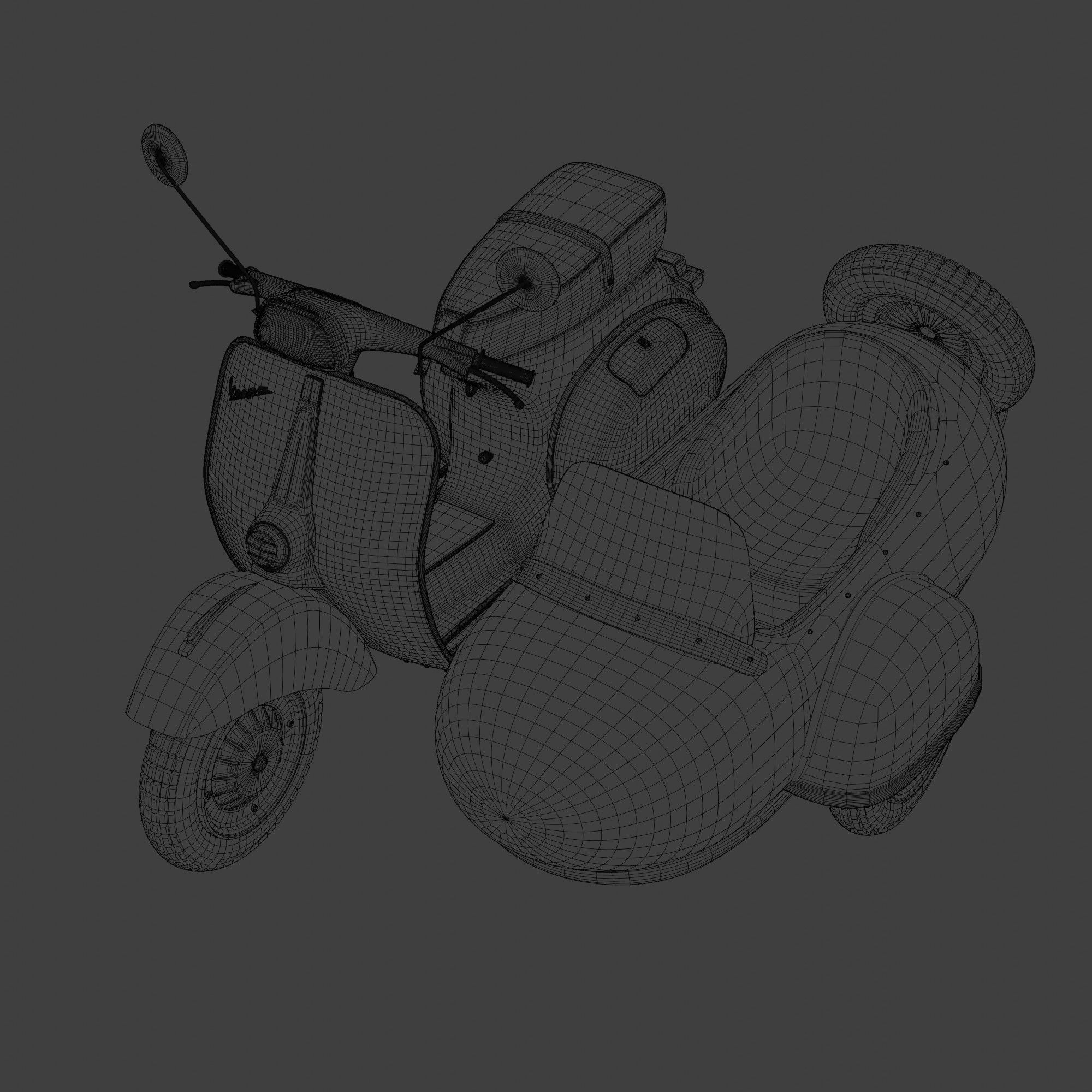 Vespa Sprint With Sidecar Season 2 Low-poly 3D model Low-poly 3D model_9