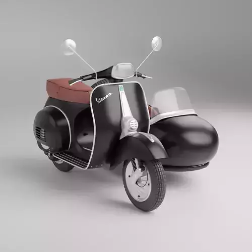 Vespa Sprint With Sidecar Season 2 Low-poly 3D model  Low-poly 3D model
