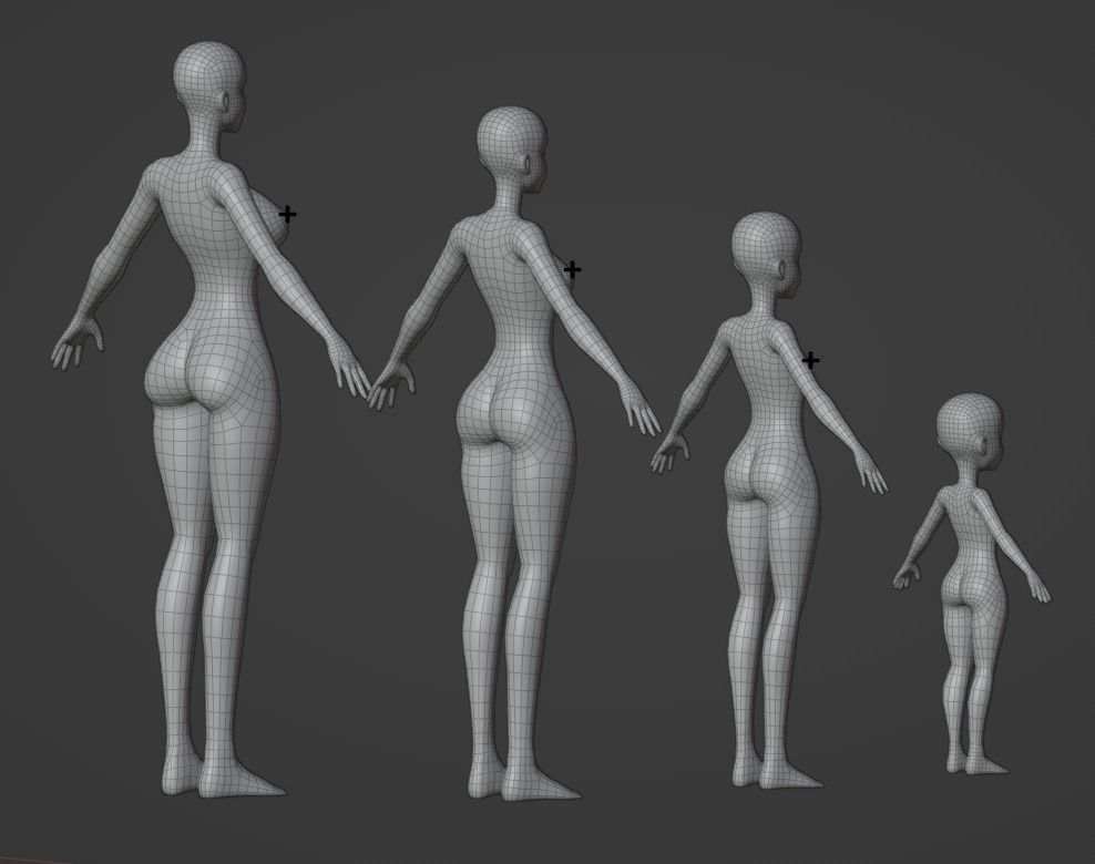 Anime base model pack Female version Low-poly 3D model_7
