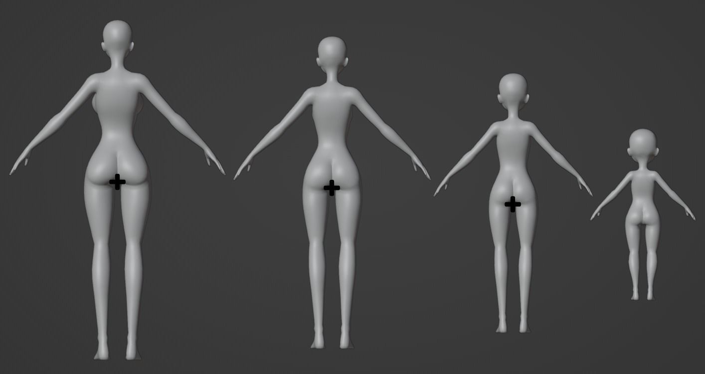 Anime base model pack Female version Low-poly 3D model_5