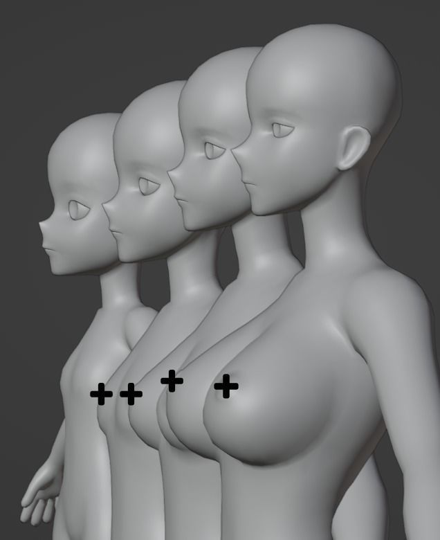 Anime base model pack Female version Low-poly 3D model_4