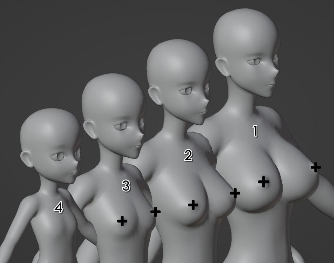Anime base model pack Female version Low-poly 3D model_3