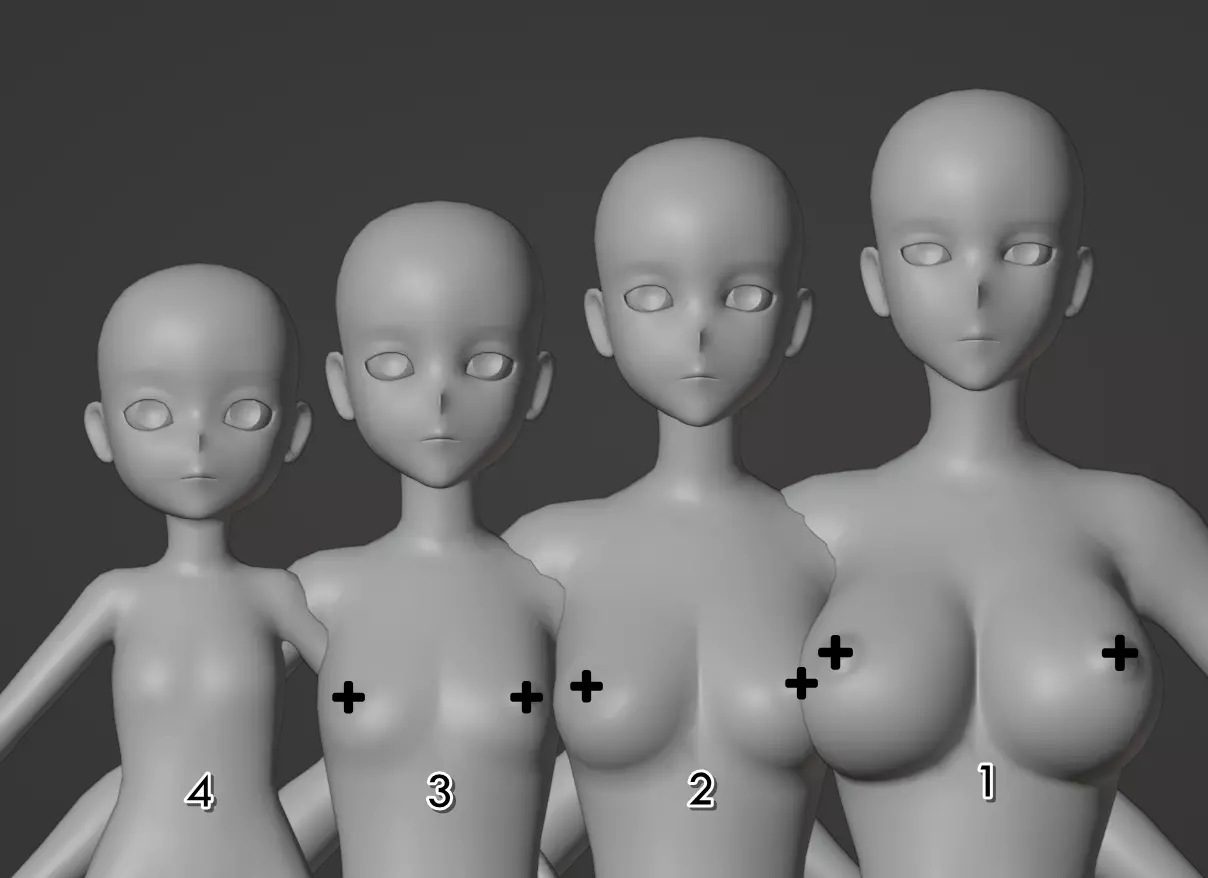 Anime base model pack Female version Low-poly 3D model_0