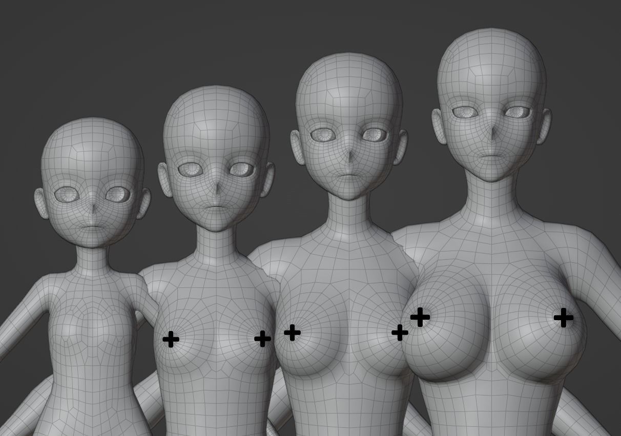 Anime base model pack Female version Low-poly 3D model_1