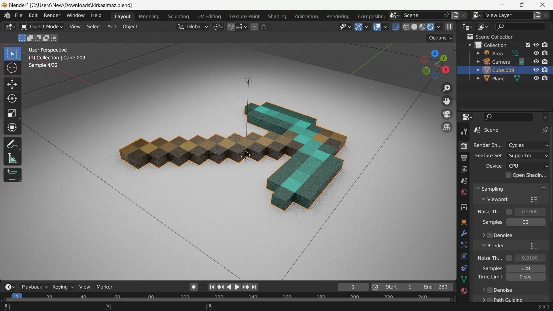 pickaxe minecraft Free low-poly 3D model_15