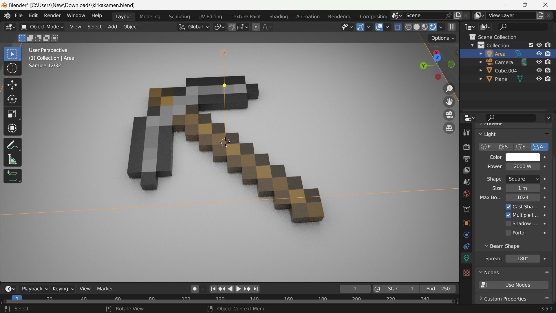 pickaxe minecraft Free low-poly 3D model_2