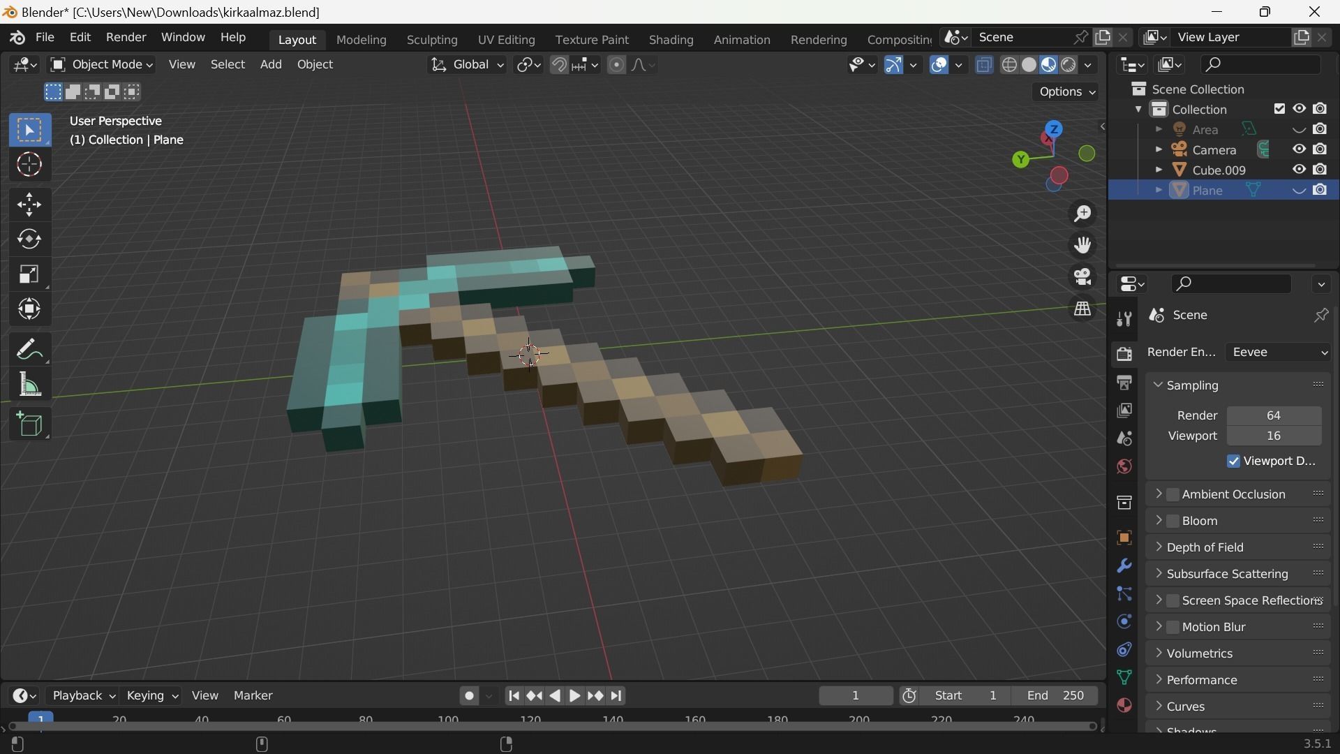 pickaxe minecraft Free low-poly 3D model_10