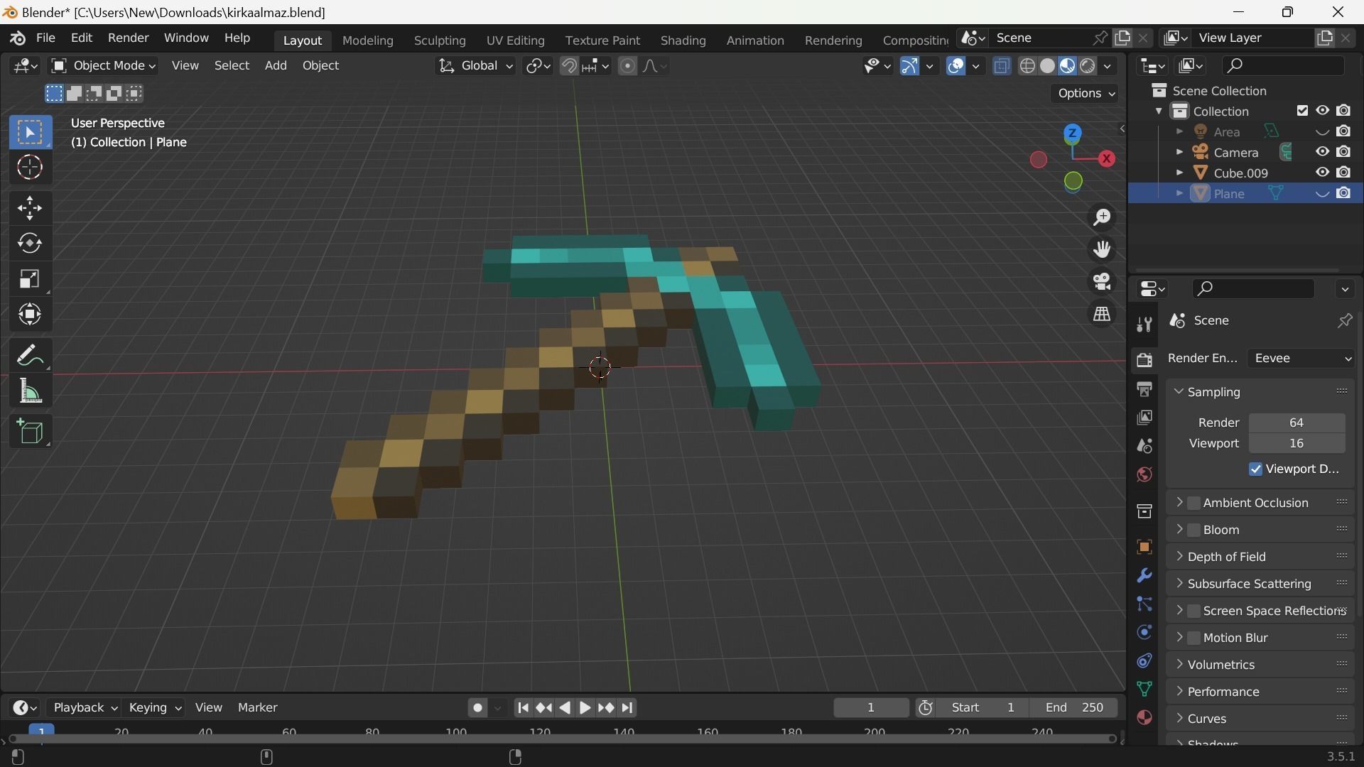 pickaxe minecraft Free low-poly 3D model_5