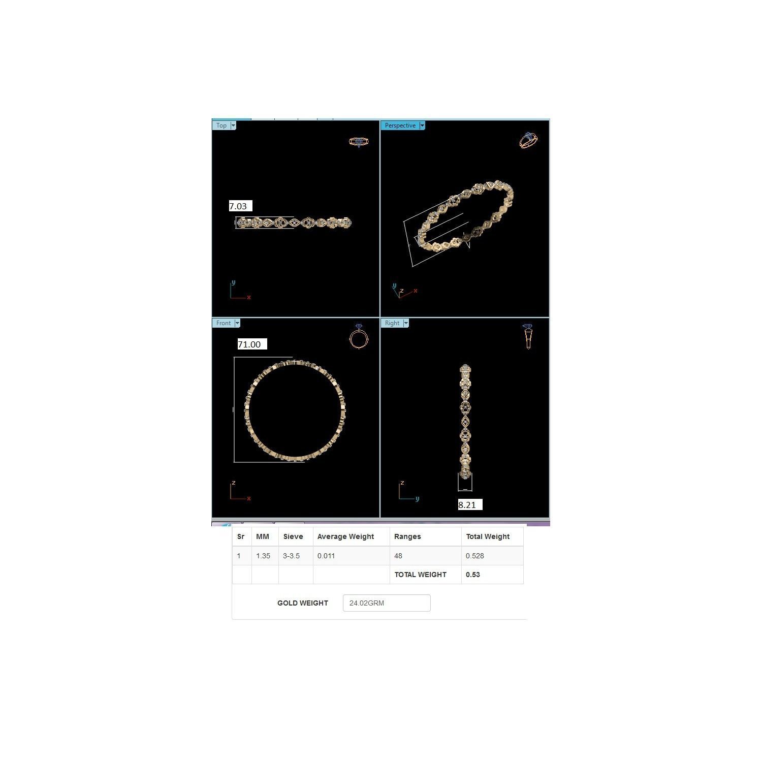 Women Bangle Bracelet STL JCD Render Details 3D print model_24