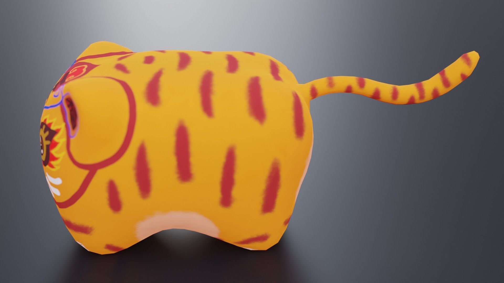 Chinese-style fabric tiger toy Blender Roblox game pet Low-poly 3D model_3