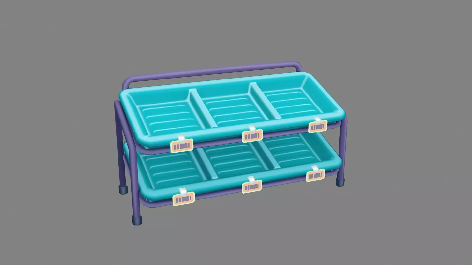 Cartoon vegetable display shelf Low-poly 3D model_0