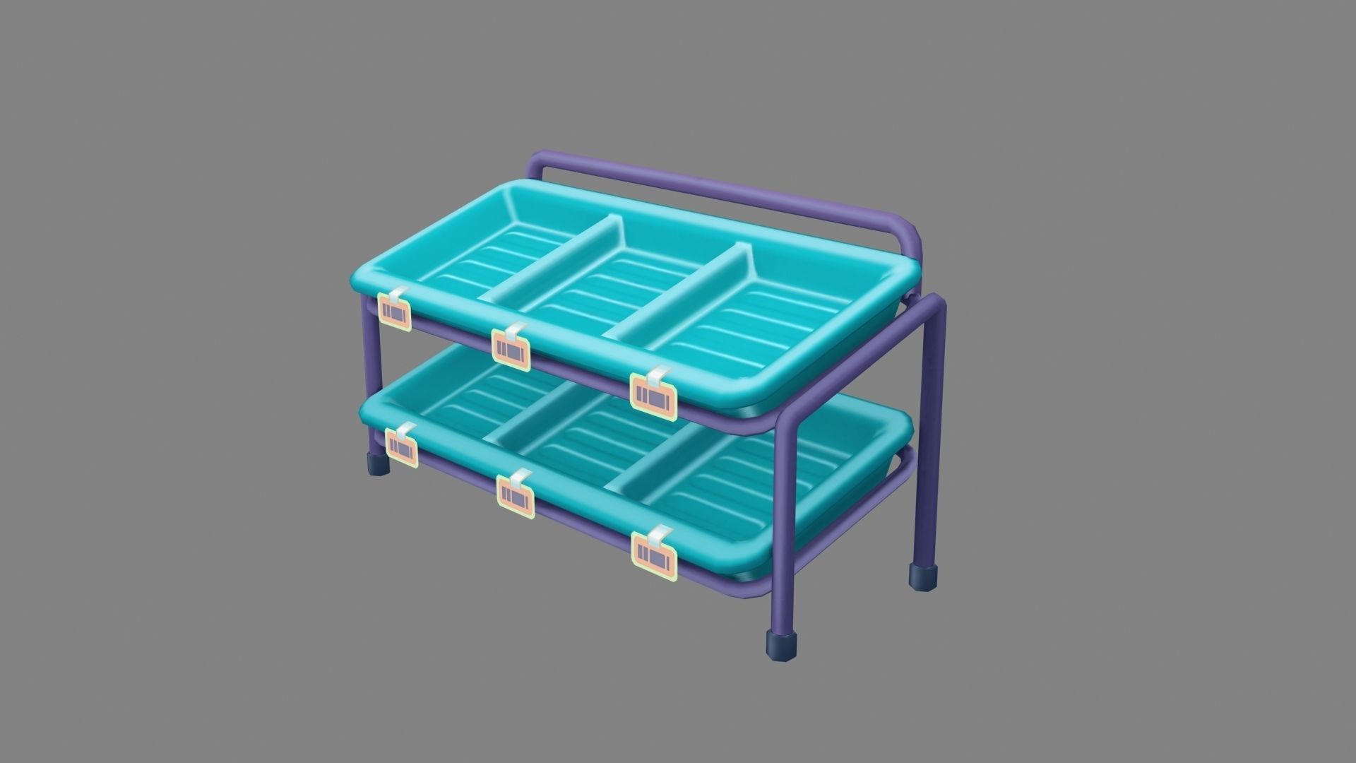 Cartoon vegetable display shelf Low-poly 3D model_2