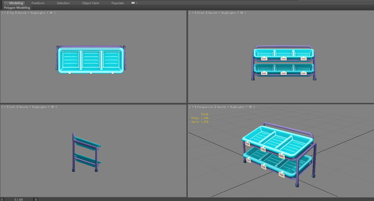 Cartoon vegetable display shelf Low-poly 3D model_4