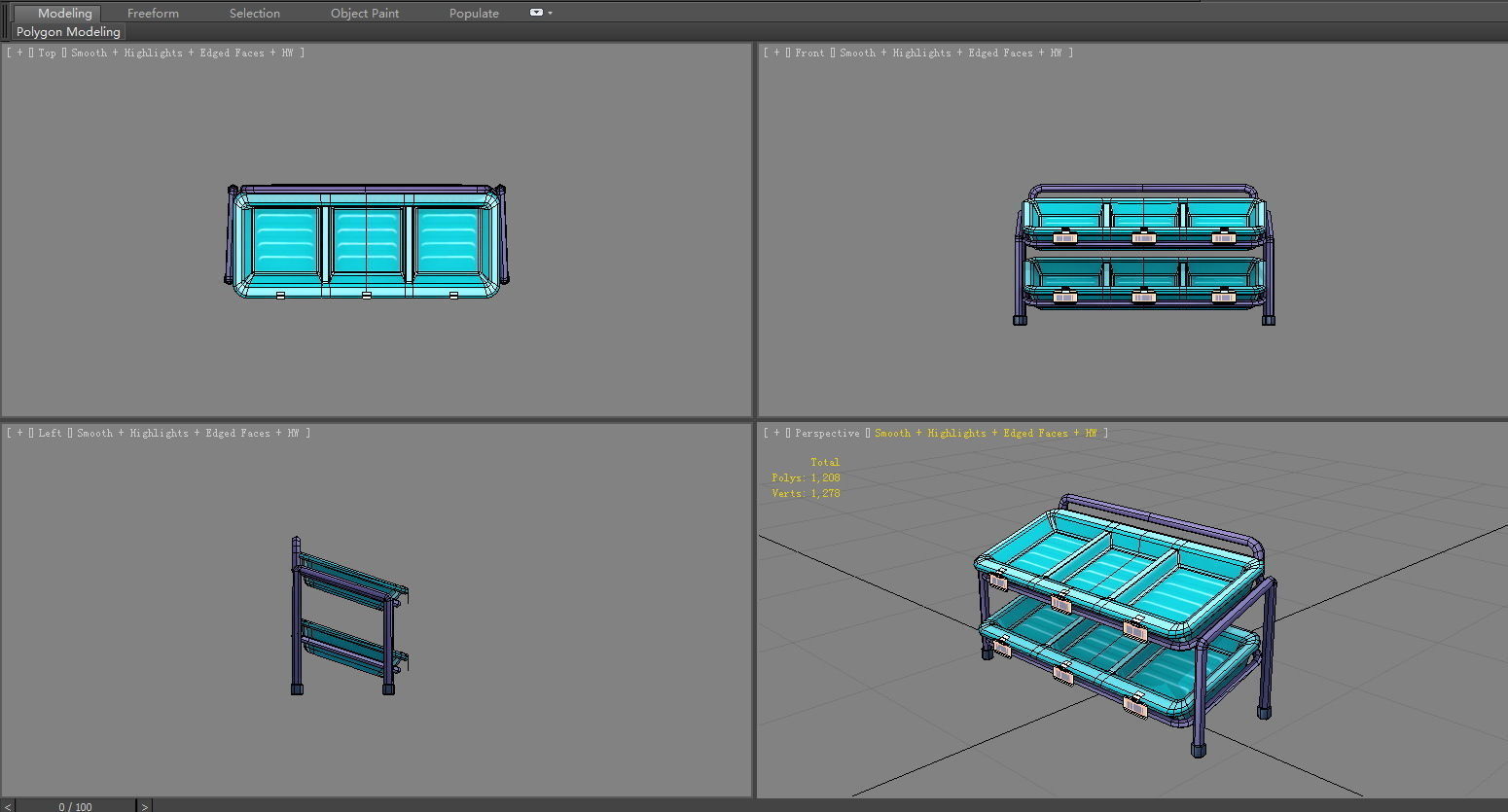 Cartoon vegetable display shelf Low-poly 3D model_5