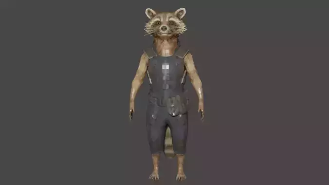 Rocket Raccoon Low-poly 3D model