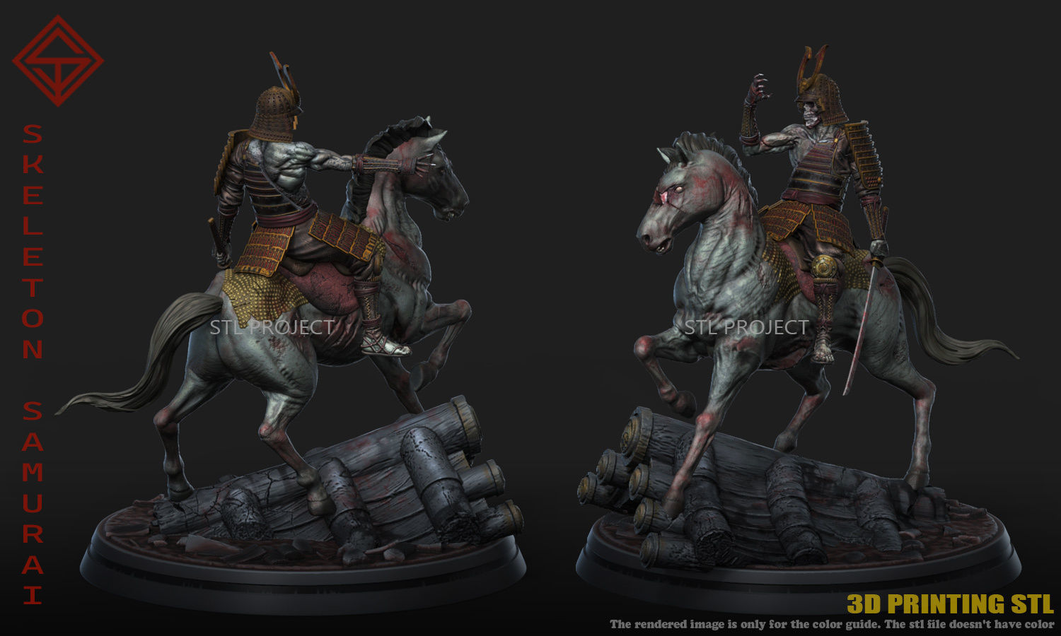 Skeleton Samurai 3D print model_1