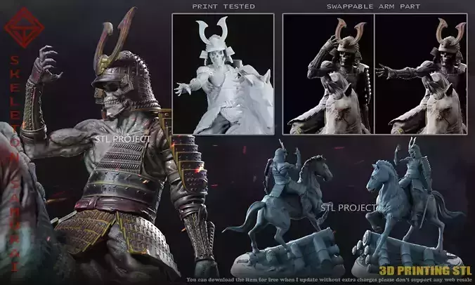 Skeleton Samurai 3D print model