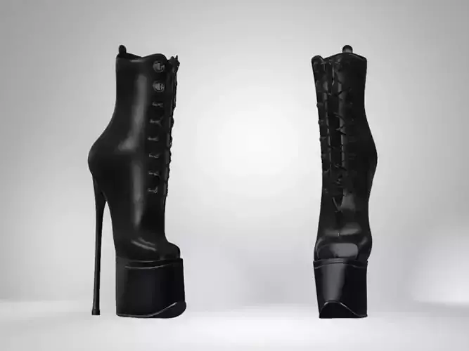 Leather Boots 3D Black 17 Low-poly 3D model