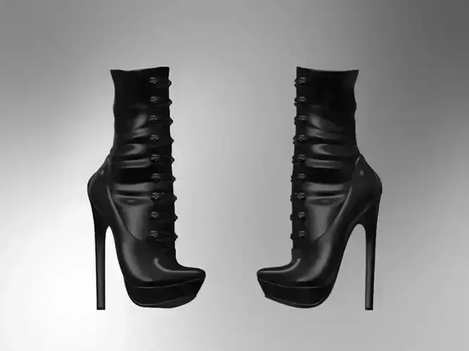 Leather Boots 3D Black 18 Low-poly 3D model