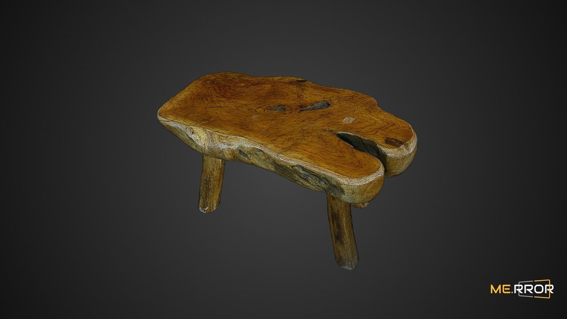 Mini Wooden Table 3D model_7