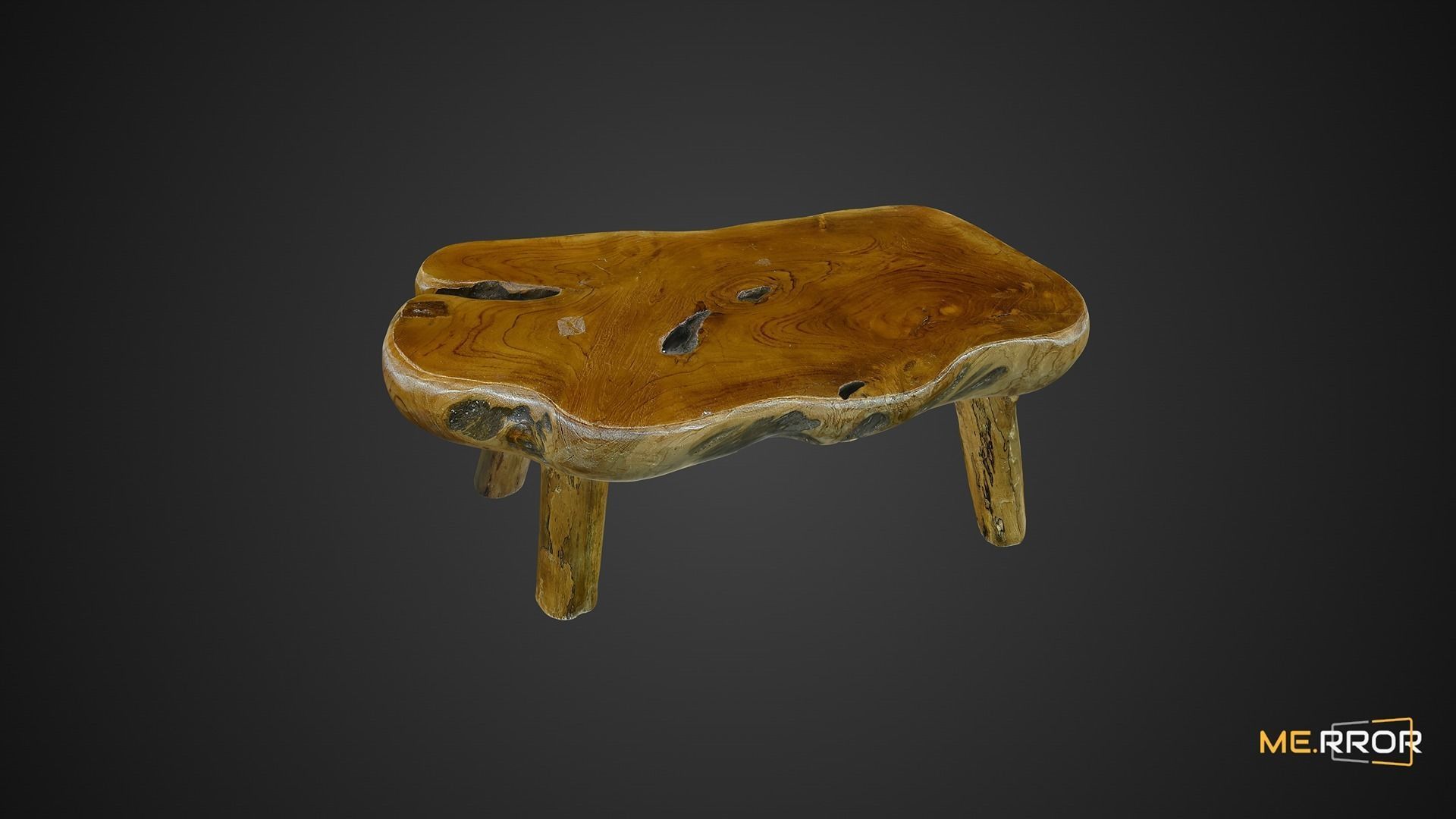 Mini Wooden Table 3D model_2