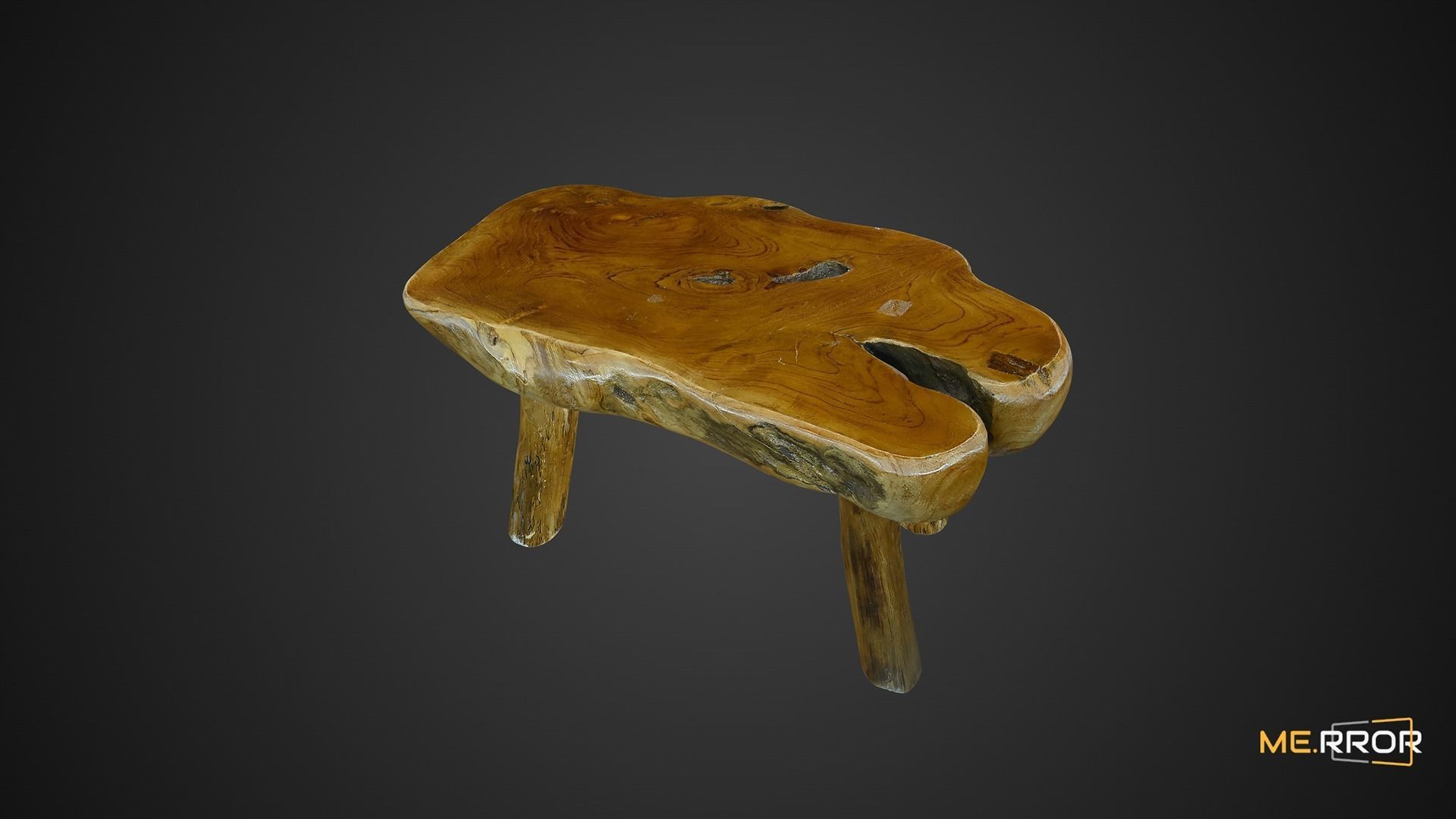 Mini Wooden Table 3D model_6