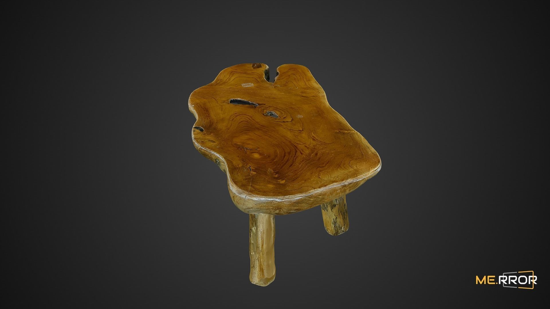 Mini Wooden Table 3D model_4