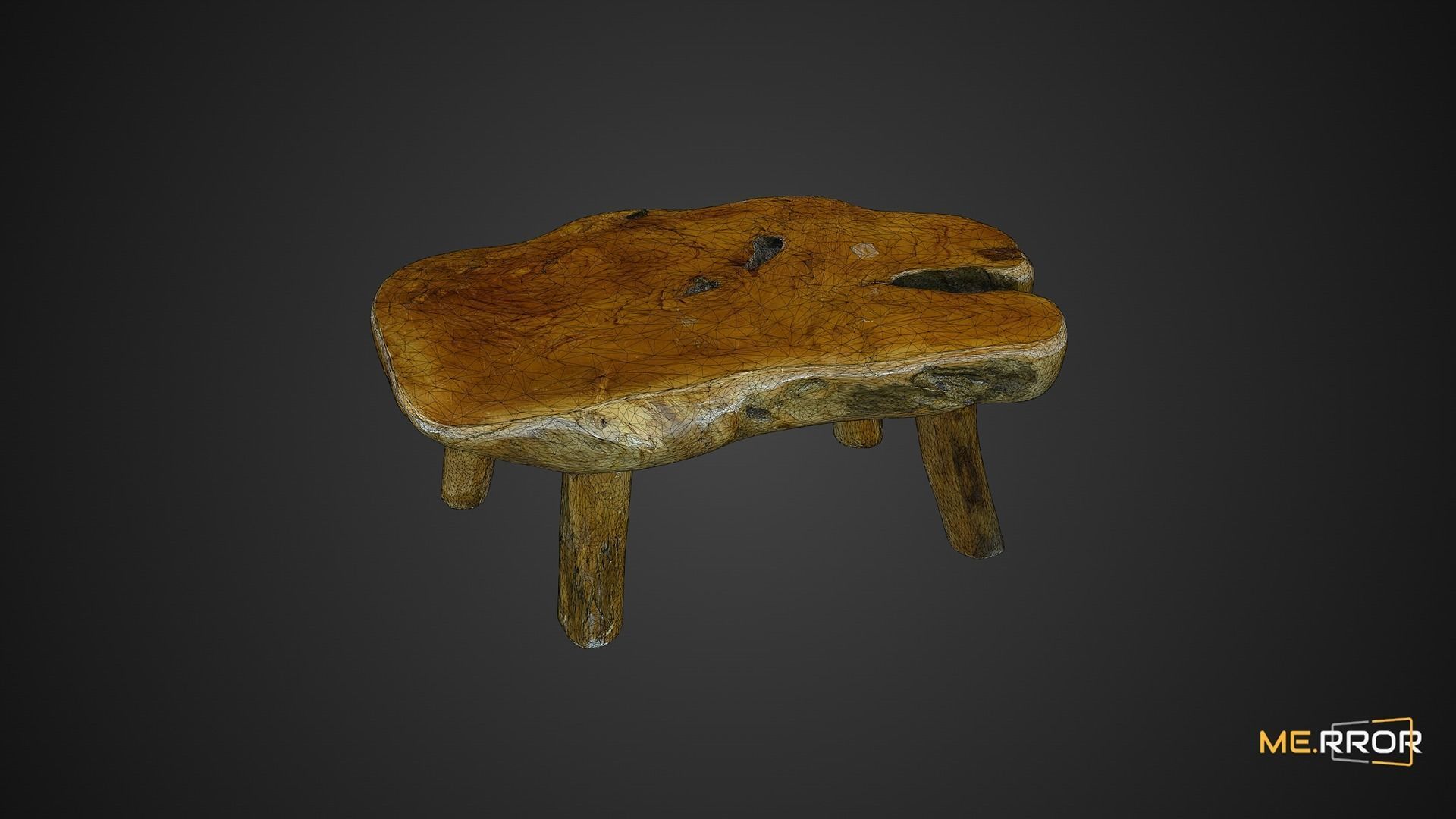Mini Wooden Table 3D model_1