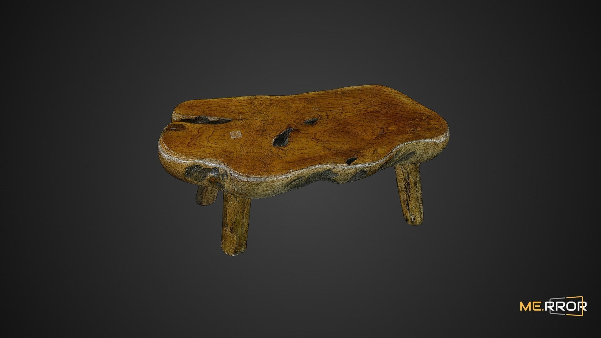 Mini Wooden Table 3D model_3