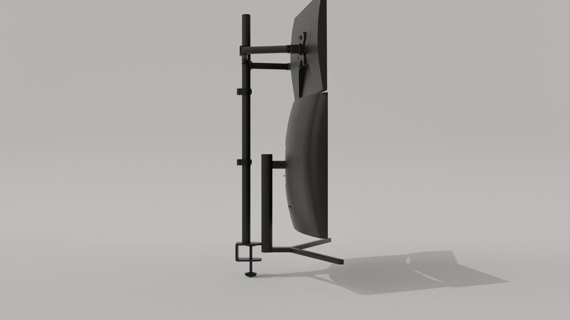 Monitor Setup Minimalist Triple Monitor Stand Low-poly 3D model_9
