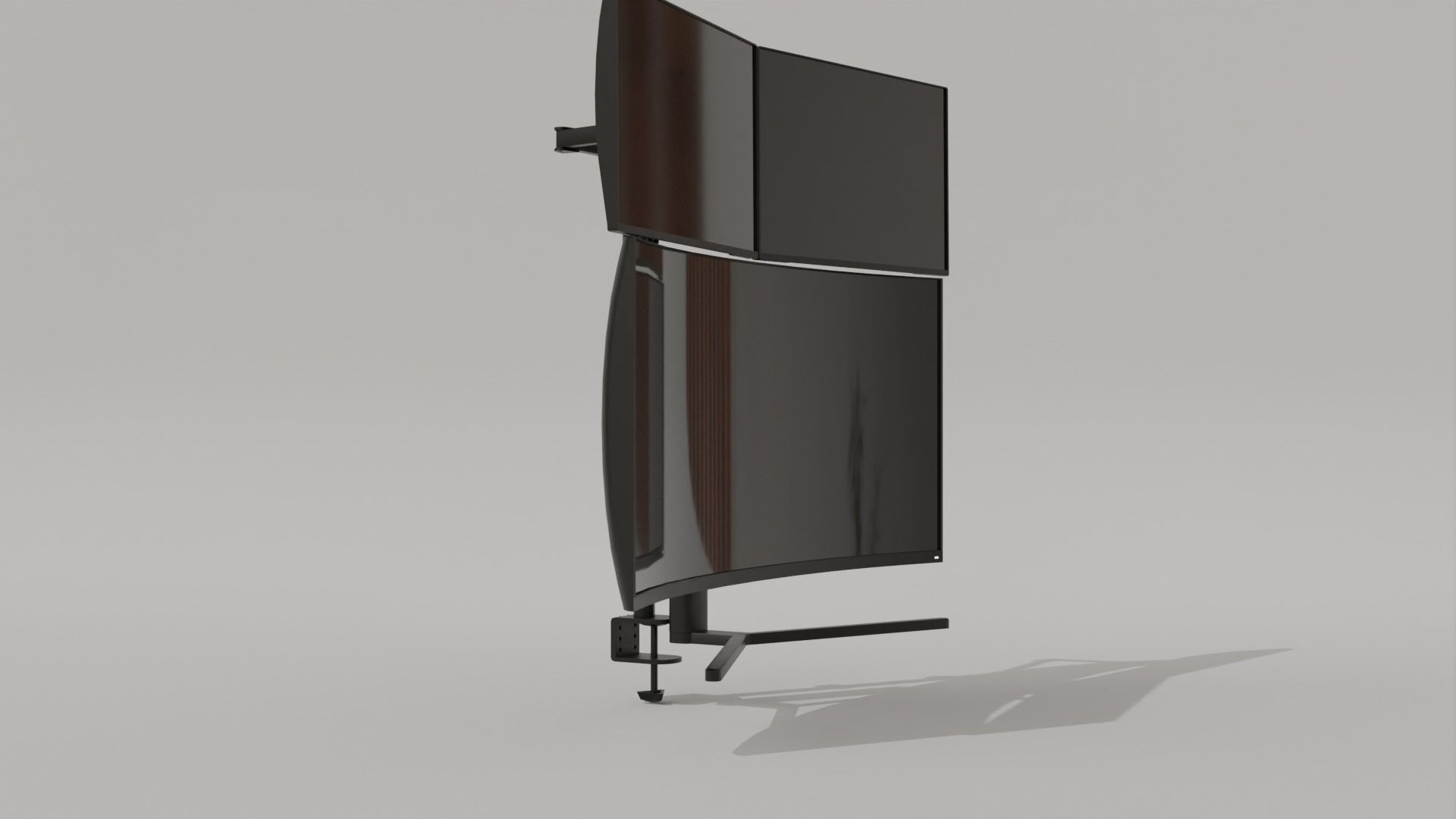 Monitor Setup Minimalist Triple Monitor Stand Low-poly 3D model_7