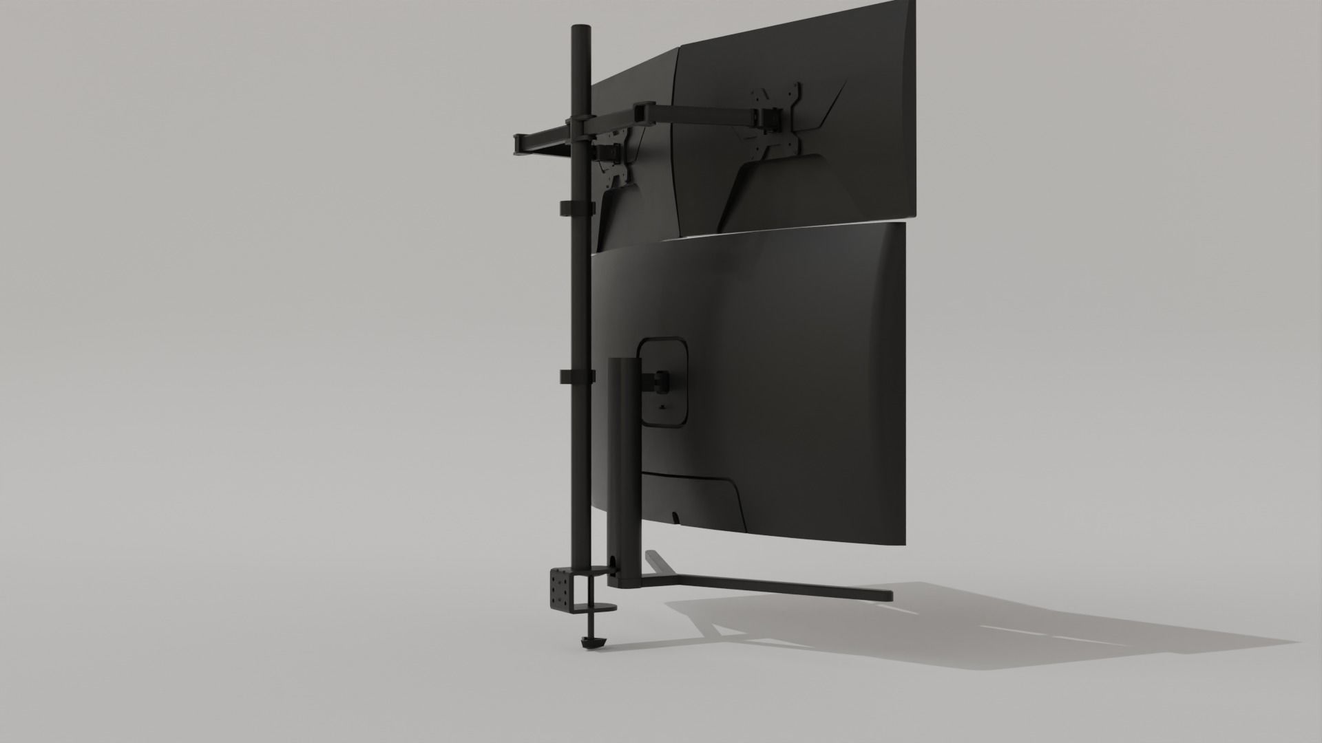 Monitor Setup Minimalist Triple Monitor Stand Low-poly 3D model_11