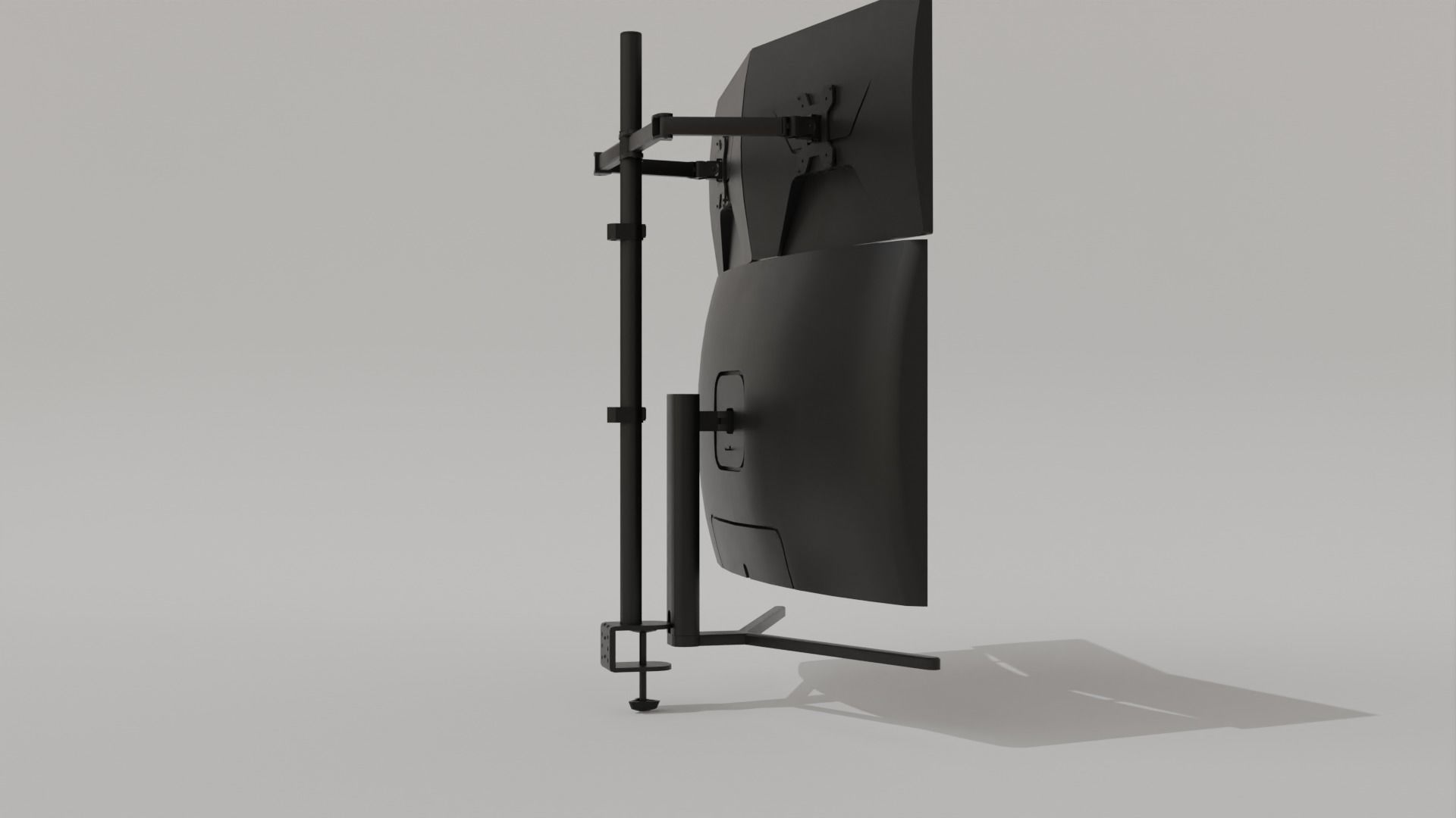 Monitor Setup Minimalist Triple Monitor Stand Low-poly 3D model_10