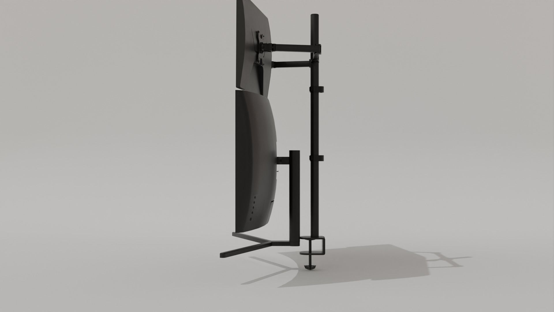 Monitor Setup Minimalist Triple Monitor Stand Low-poly 3D model_21