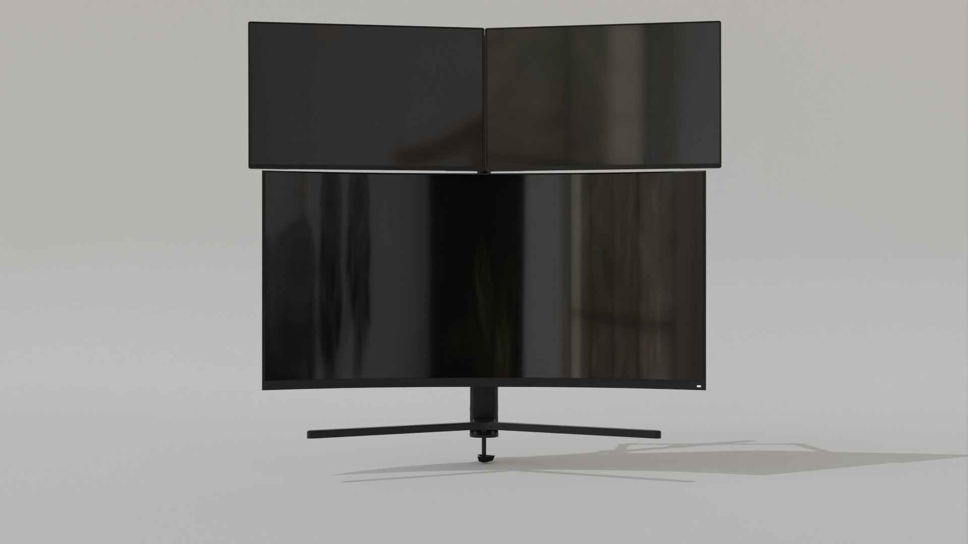 Monitor Setup Minimalist Triple Monitor Stand Low-poly 3D model_27