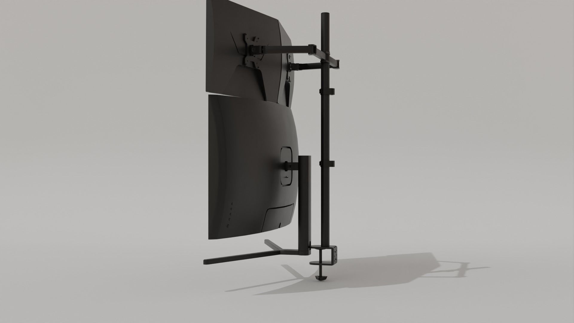 Monitor Setup Minimalist Triple Monitor Stand Low-poly 3D model_20