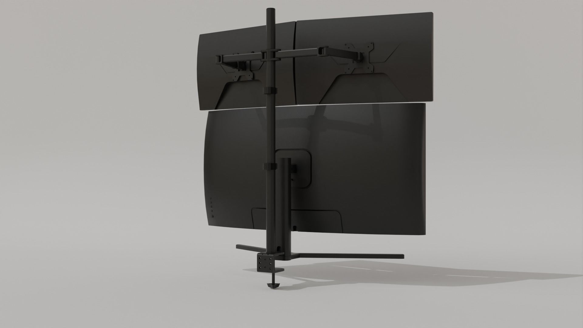Monitor Setup Minimalist Triple Monitor Stand Low-poly 3D model_13