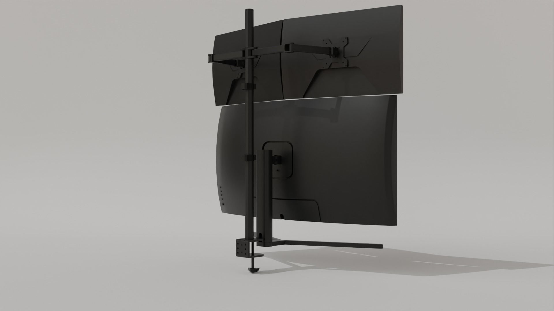 Monitor Setup Minimalist Triple Monitor Stand Low-poly 3D model_12