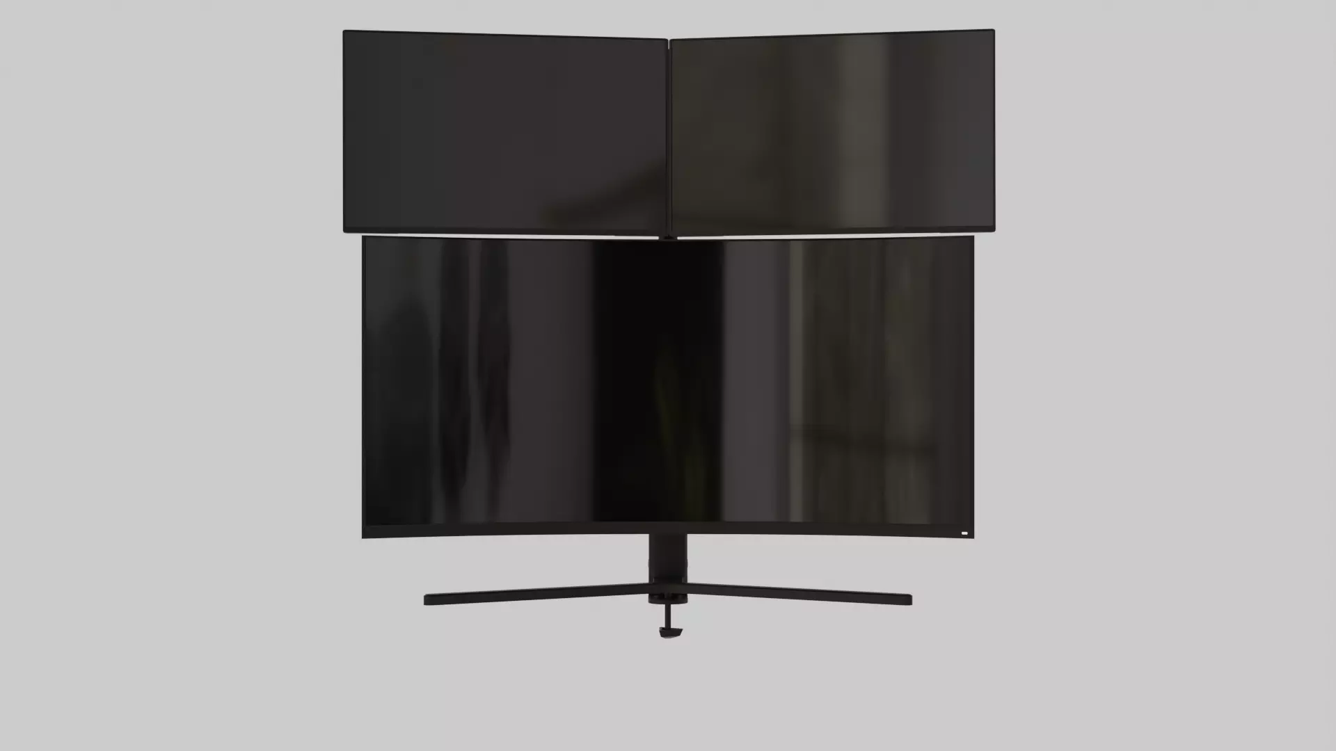 Monitor Setup Minimalist Triple Monitor Stand Low-poly 3D model_0