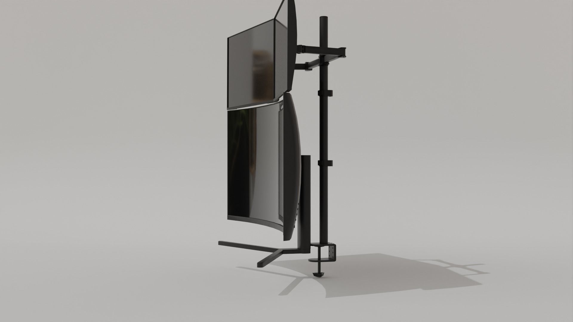Monitor Setup Minimalist Triple Monitor Stand Low-poly 3D model_22