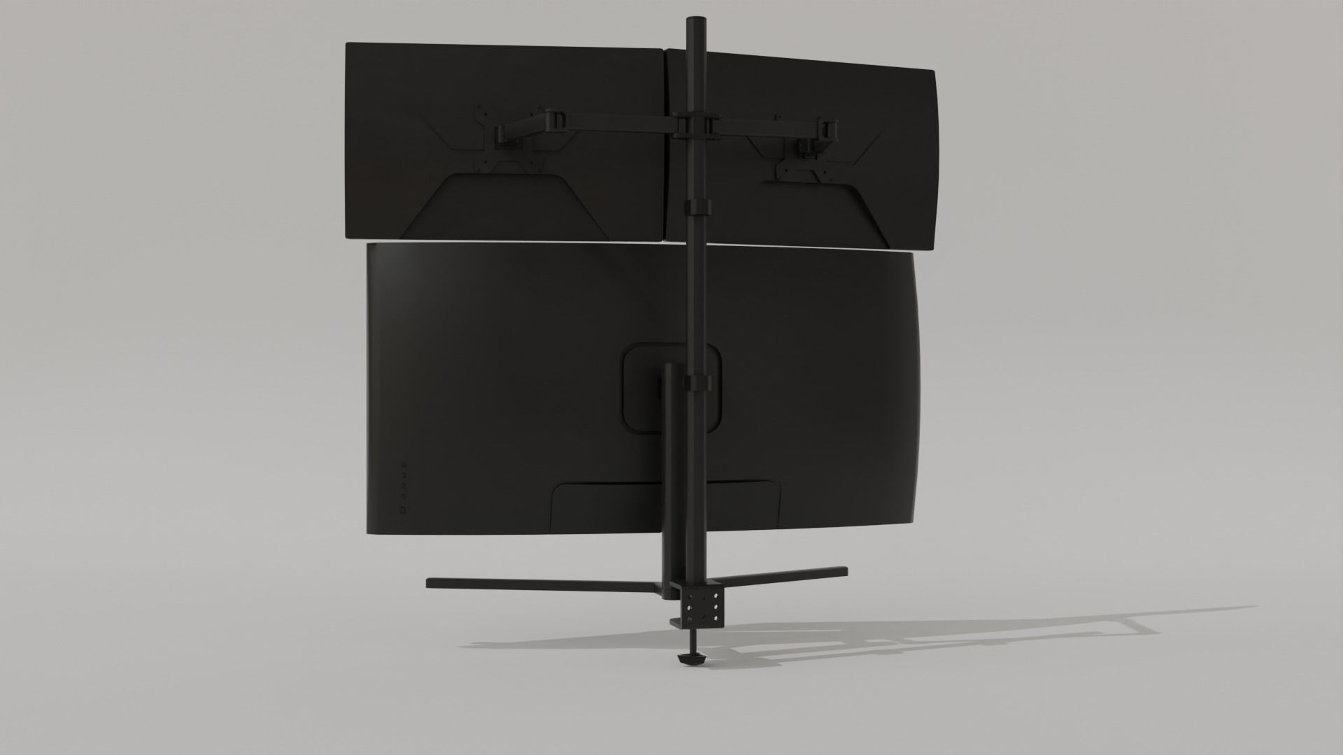 Monitor Setup Minimalist Triple Monitor Stand Low-poly 3D model_16