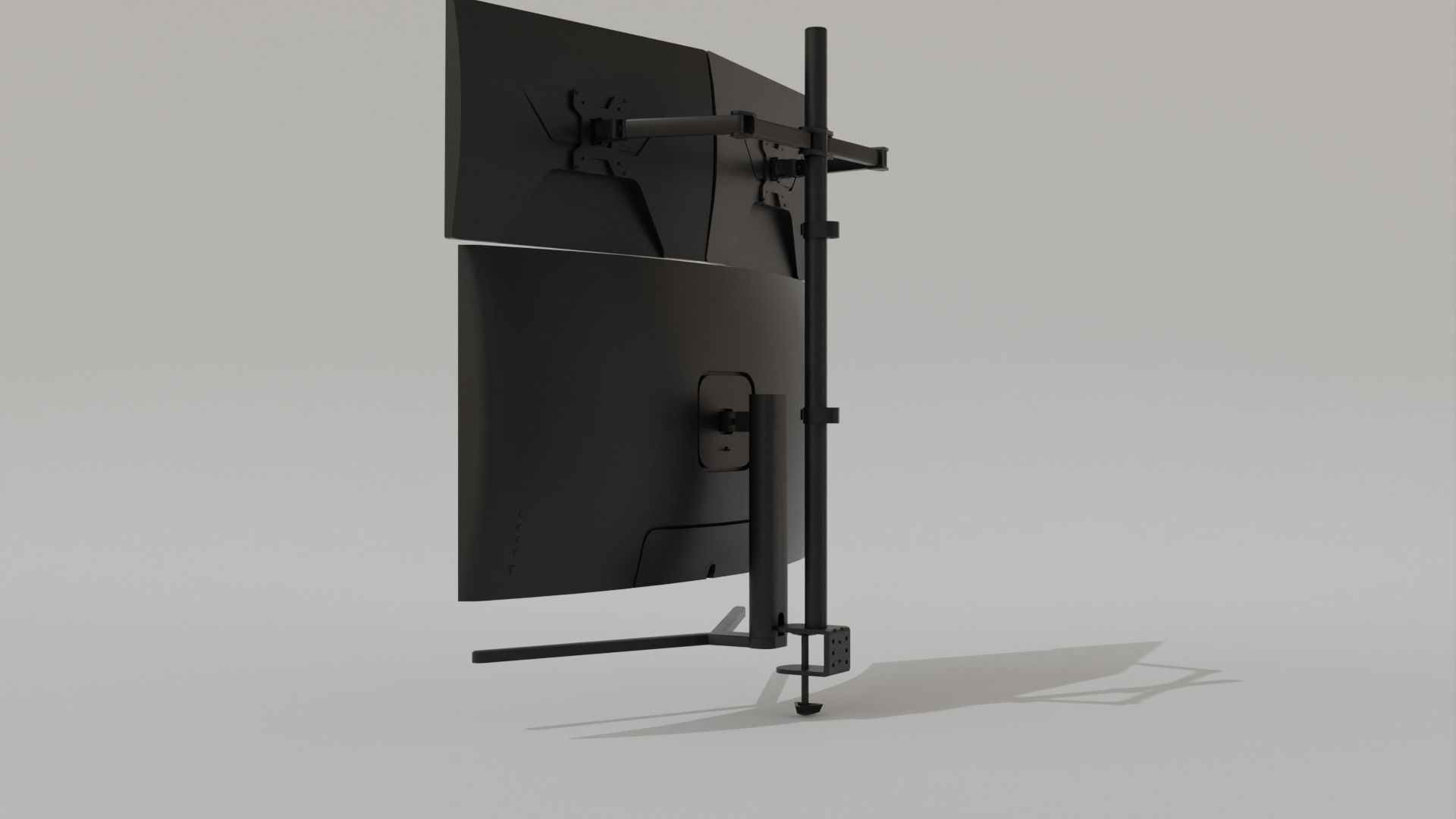Monitor Setup Minimalist Triple Monitor Stand Low-poly 3D model_19