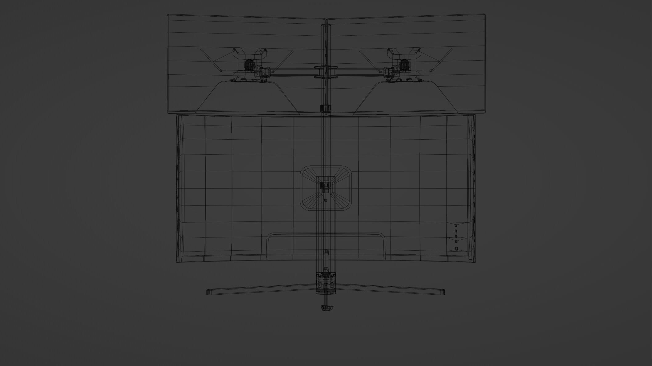 Monitor Setup Minimalist Triple Monitor Stand Low-poly 3D model_2
