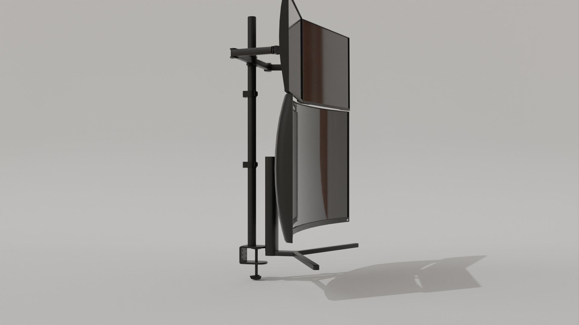 Monitor Setup Minimalist Triple Monitor Stand Low-poly 3D model_8