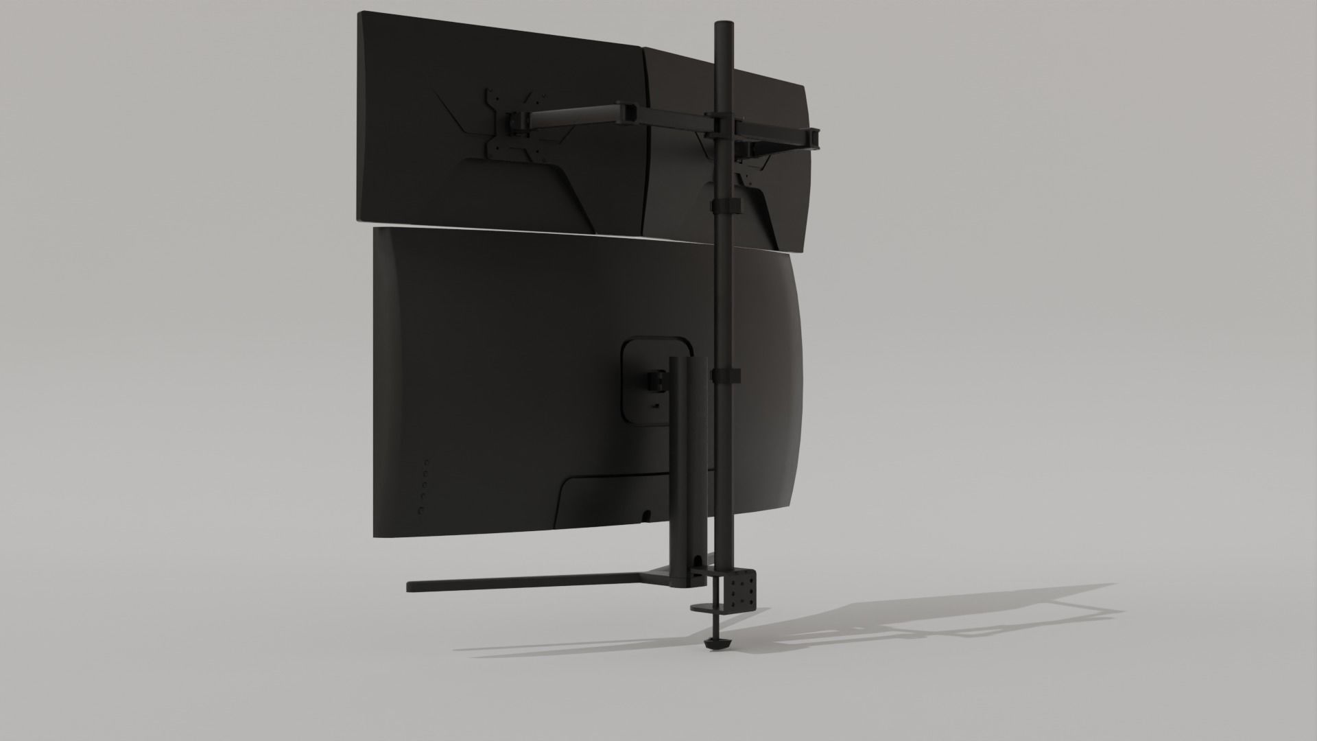 Monitor Setup Minimalist Triple Monitor Stand Low-poly 3D model_18