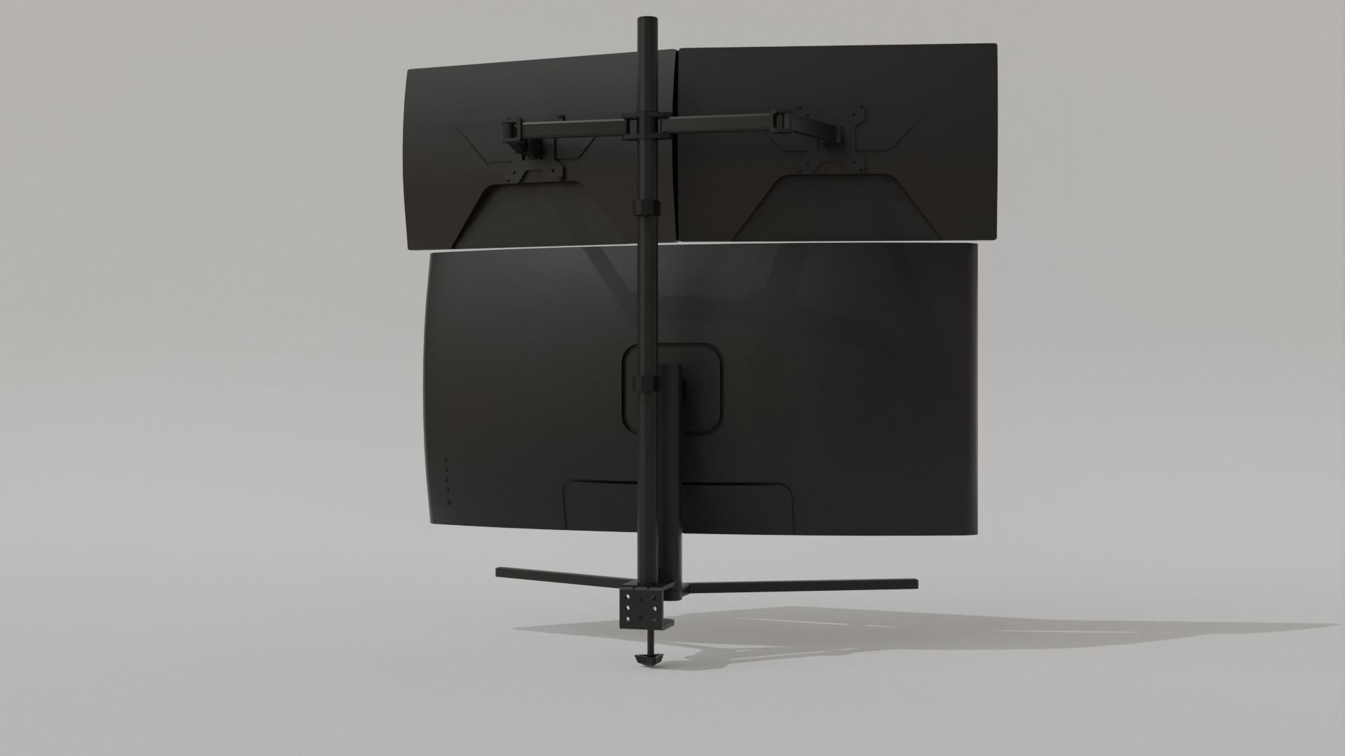 Monitor Setup Minimalist Triple Monitor Stand Low-poly 3D model_14